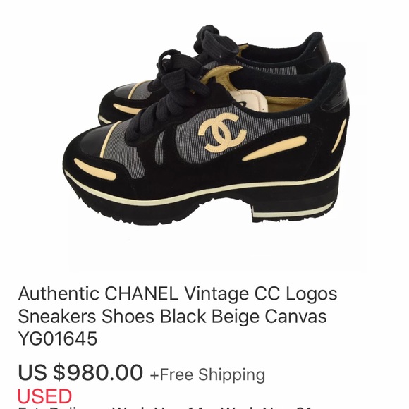 * SOLD @ AUCTION * CHANEL Vintage Sneakers - Picture 6 of 8